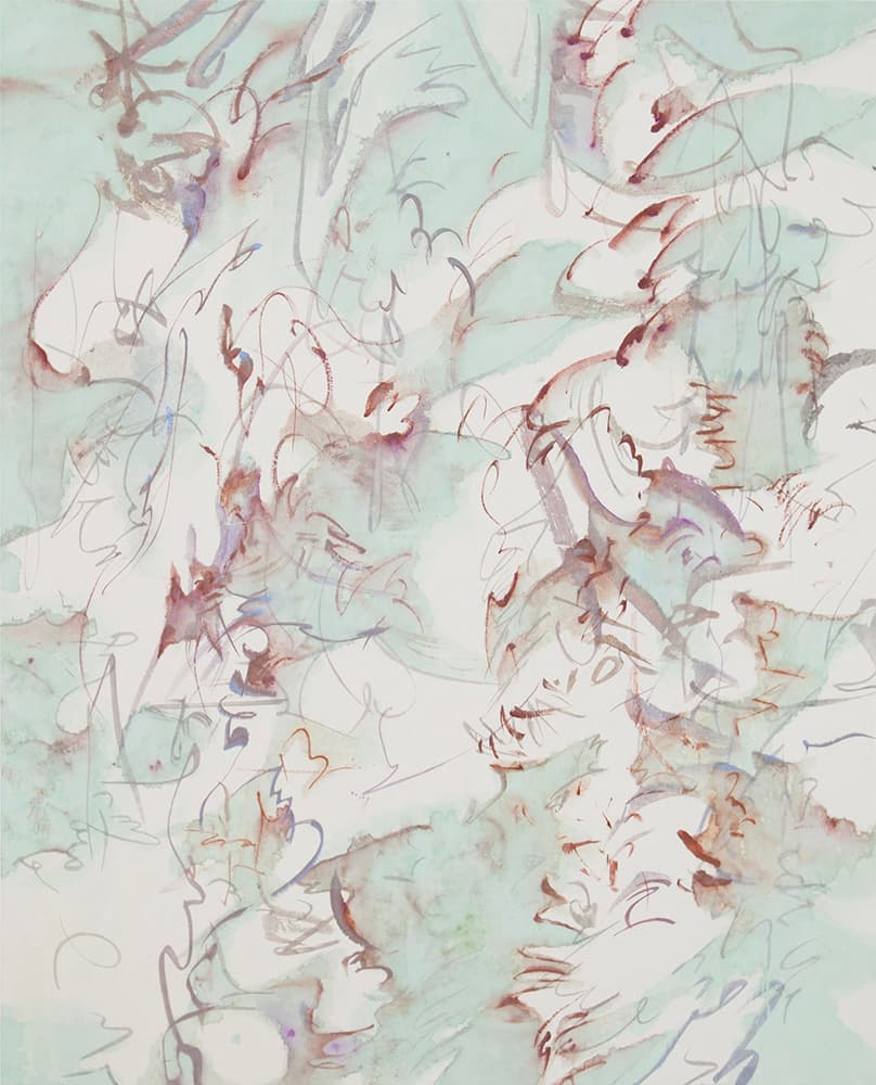 기민정, 잘게 흐르는 마음들, 순지에 채색 93x74cm, 2024