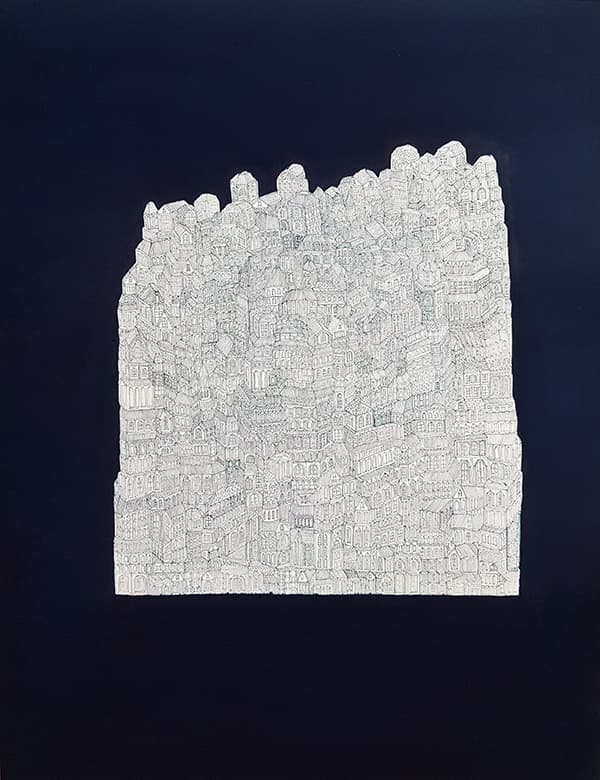 임지연, deepbluegreen, 광목에 물감,91x117cm,2017