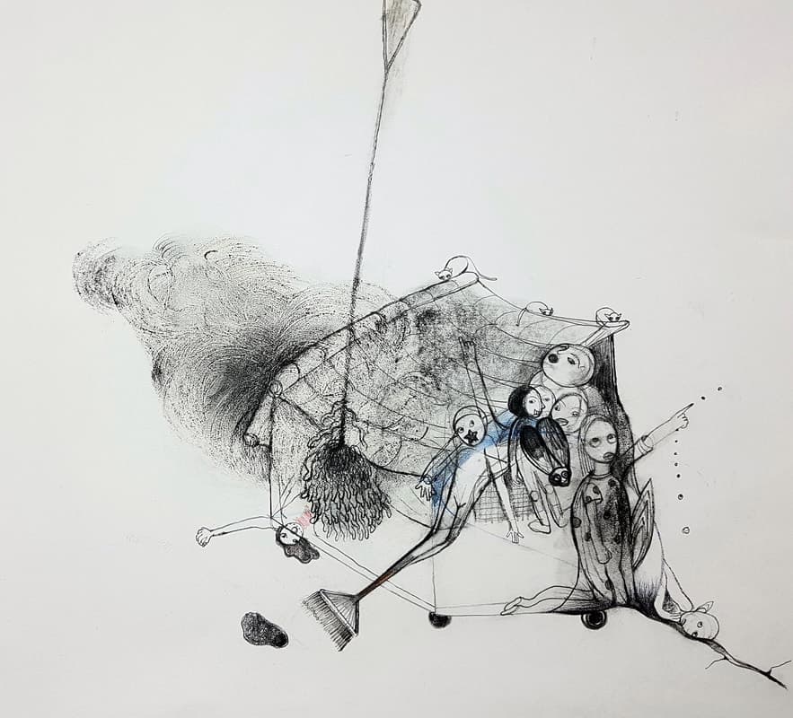 이순주, 공동체, 종이/ 연필, 60x40, 2016