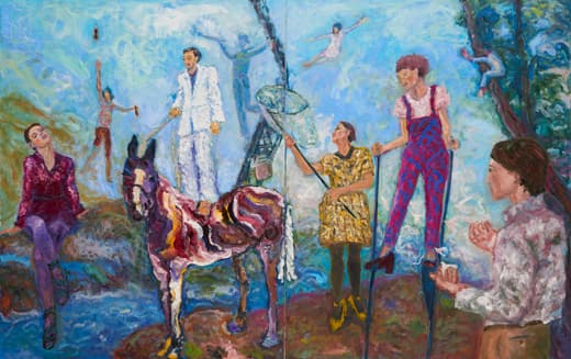 남수인, 구름잡는방법 , oil on canvas , 116.8x182cm , 2019