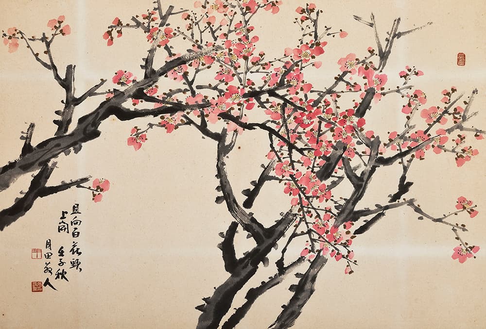 월전 장우성, 매화도(梅花圖), 1972, 종이에 수묵채색, 41x61cm. 코리아나미술관 소장.
