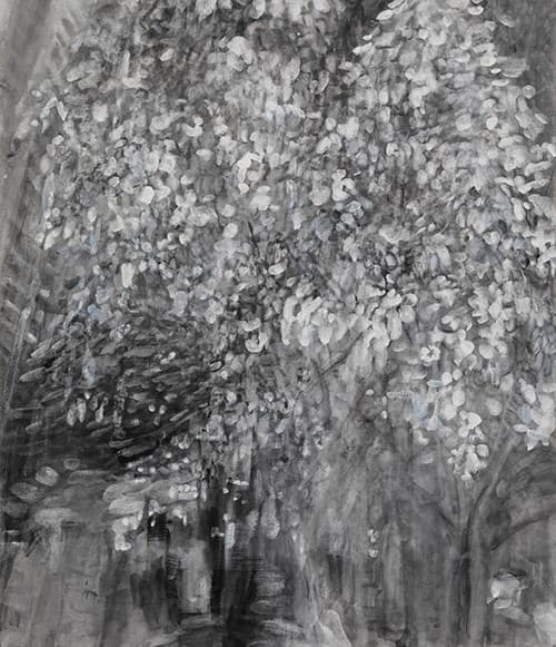 최혜연, 낮달, 53cmx45.6cm, 장지에 혼합재료, 2019