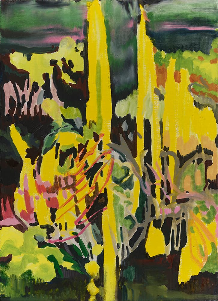 김지선, Dancing to the rhythm of sunlight, 2024, Oil and oil stick on canvas, 33.4x24.2cm