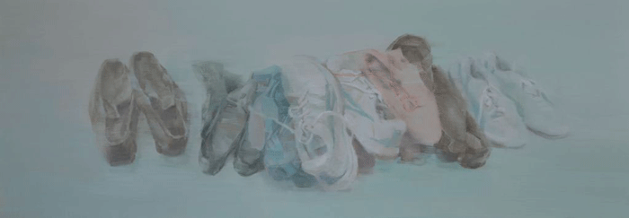 정재은, 신발들 Schuhe, Acylic, 45 x 130cm, 2014