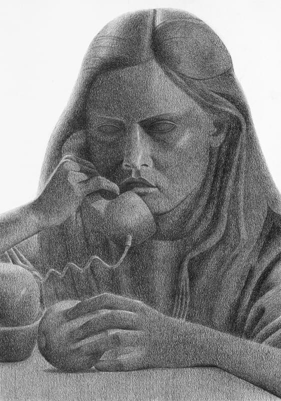김덕훈, unanswered call, 52.5x37.4 cm, graphite on paper, 2019