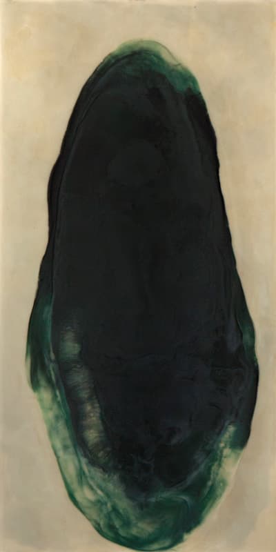 정진서, In Black_22, 50x100cm, encaustic on woodpanel, 2018