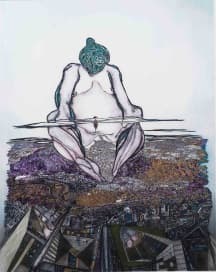 파레틴 오렌리, <대자연, 또 하나의 거짓 도시의 탄생 I>, 2016 Fahrettin Örenli, Mother Nature, Birth of Another Bastard City I, 2016 mixed media on canvas, 153 x 199 cm