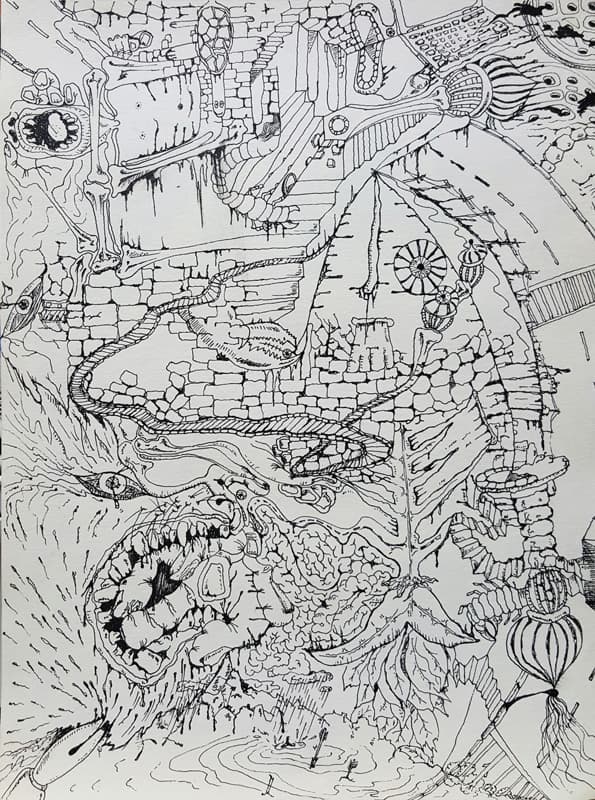 무한공간Infinity Space 1, pen, papper, 190×290mm, 2016