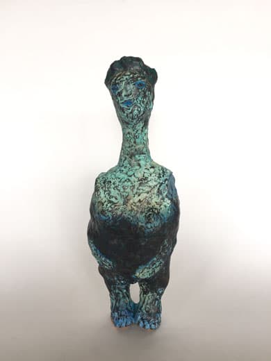 Takeshi Machiya, 정원에 있는 여자 庭の女1 A women in the garden 1, wood clay acrylic others, 32×12×11 cm , 2017