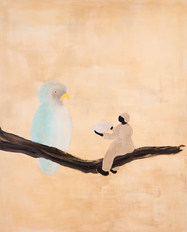 윤정원, 책 읽어주는 새, 180x130cm, Acrylic on canvas, 2019