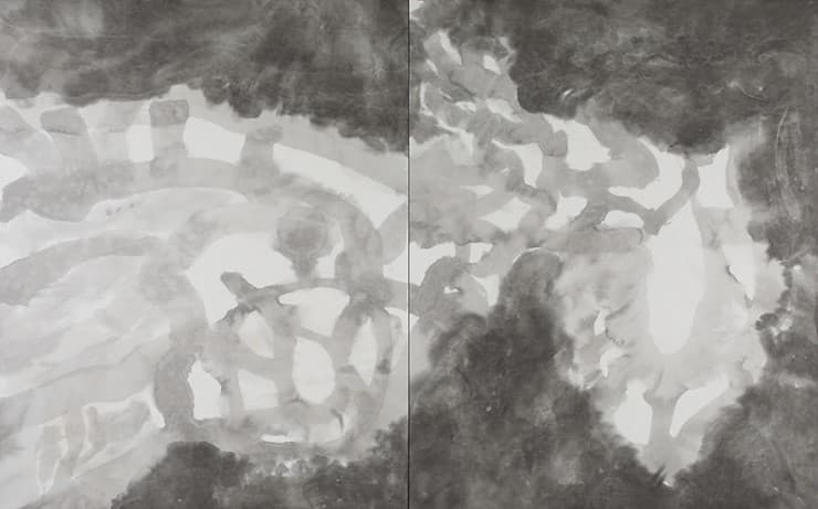 이예원, 주인 없는 말들, 장지에 먹, 162x260cm, 2018