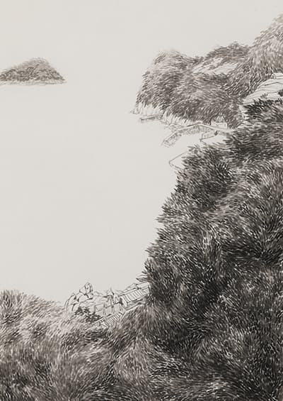 이초희, 우뚝솟은, 30x21cm, 화선지에먹, 2018