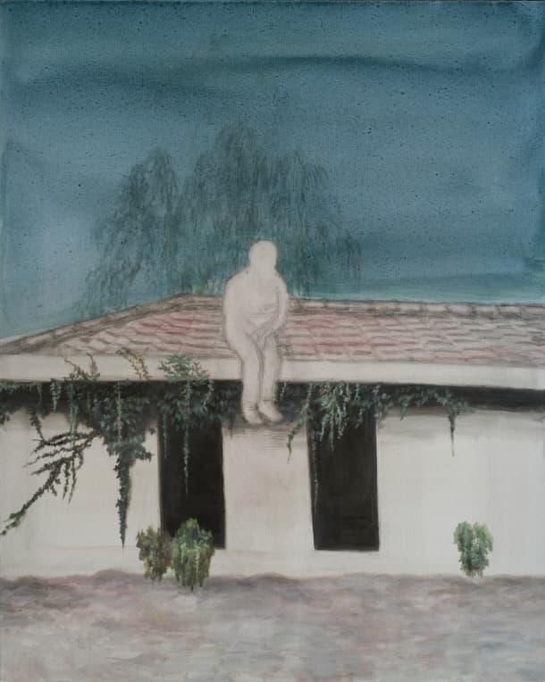 노원희, 지붕 위에 앉고 싶은 사람, 2018, 캔버스에 아크릴릭, 100x80.3cm
