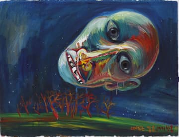 안창홍, 떠 있는 얼굴, 1991, 아크릴 위에 아크릴 물감, 58x76cm