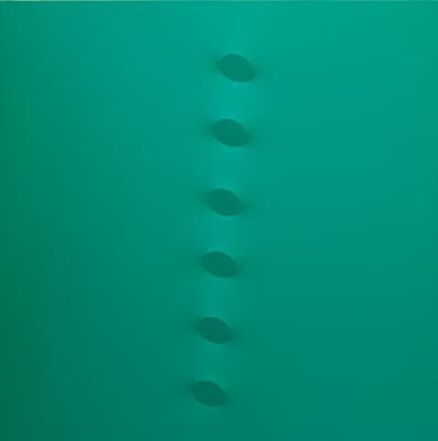 Turi SIMETI, 6 ovali verd, 2018, Acrylic on shaped canvas, 100 x 100 cm