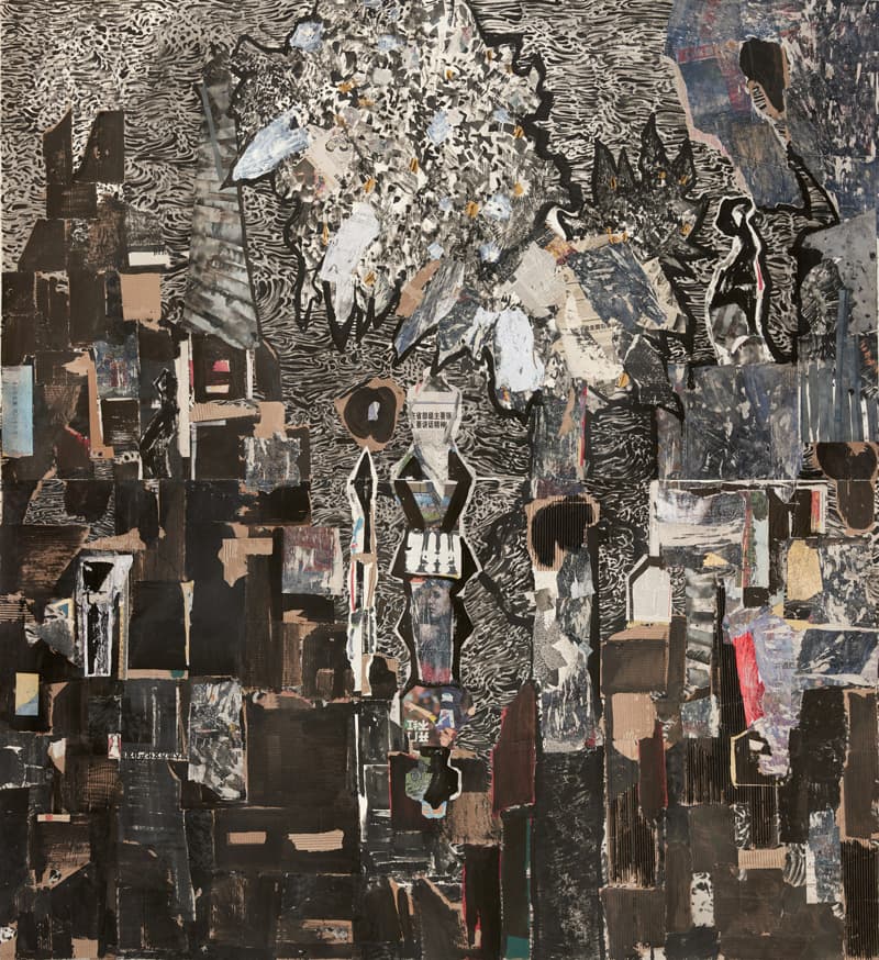 Chen Yujun, Wooden House NO. 18190911, 2018-2019, Hand-made paper, water ink, corrugated paper and acrylic, 200 x 220 cm 이미지제공: 아라리오갤러리