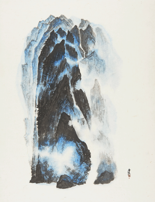 박경묵, 靑巖1, 2018, 종이에 먹, 채색, 47.6x36cm