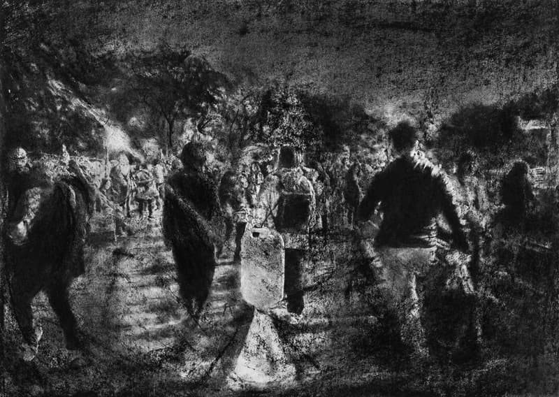 황경현,  Drawing(stroller)_Conte on Kentpaper_29.7x42(cm)_2017