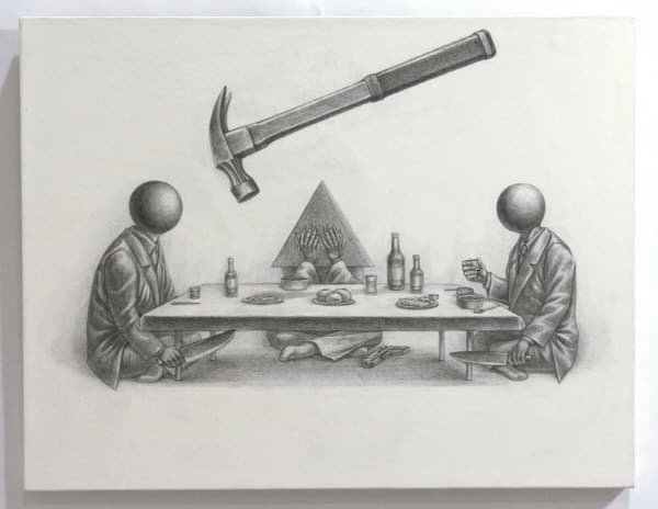 이희경, <가족모임 3>,종이, 연필, 53×45cm, 2017