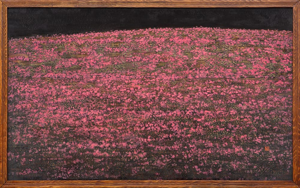 김덕용, 자운영, 2020, 나무에 단청기법, 125 × 200cm
