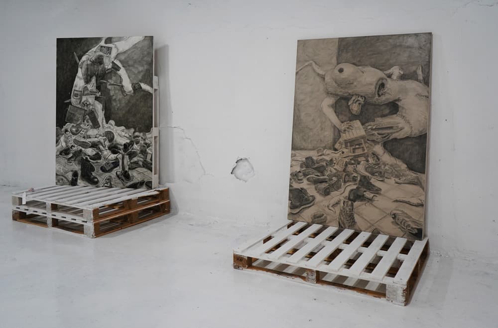 김승태, 形1, 162x112cm, 장지에 마카, 2020 / 形2, 162x112cm, 장지에 마카, 2020