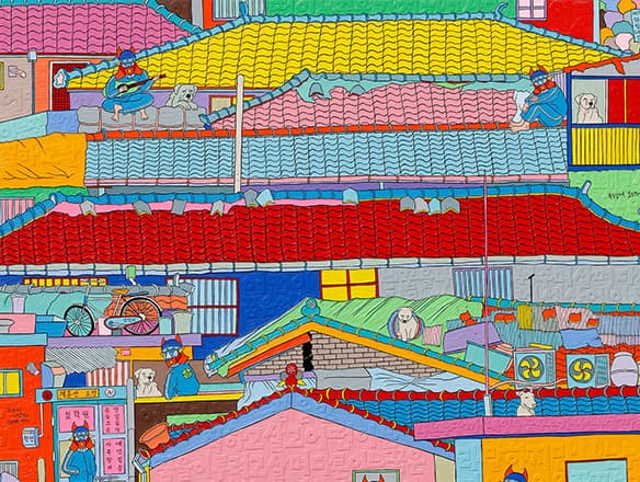 성태진_어떤이의 꿈 II_2014_acrylic and ink on embossed wood panel_122×162cm