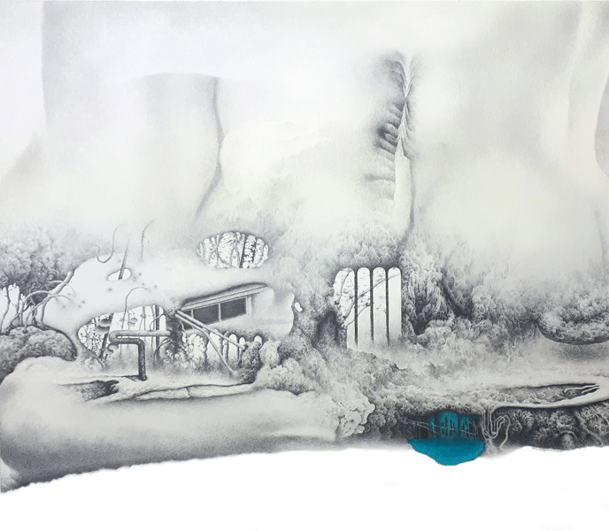 문기전(MOON, Kijeon) Quantum landscape D1 종이위에 연필, 아크릴채색 73x84cm 2018