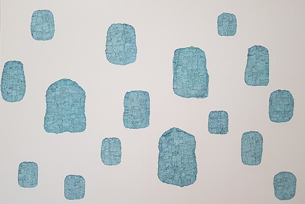 임지연, pieces of structures, 광목에 물감, 162x112cm, 2018