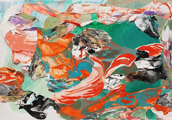 Sansu_193,collage,acrylic,graphite on wood, 80x117cm,2018