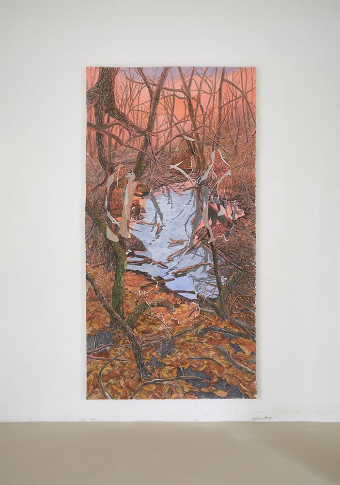 시시시작, 한지에 채색 및 덧붙임, 103x200cm, 2023