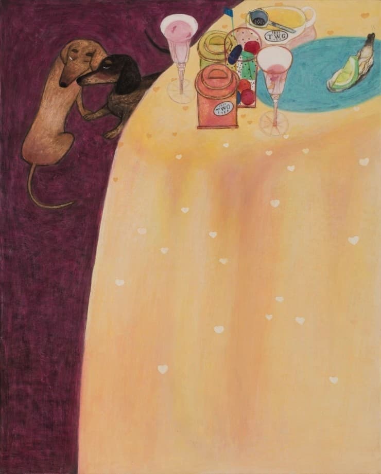 오수지, 우리가 당장 어떤 사이가 될 지 아무도 몰라요, 90.9x72.7cm, 한지에 백토, 채색, 2019