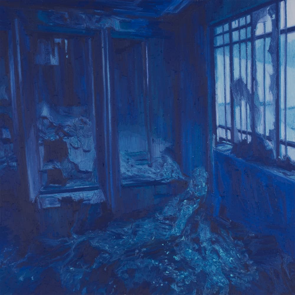 김지영, 파랑연작 0821, 50x50cm, 종이에 오일파스텔, 2017