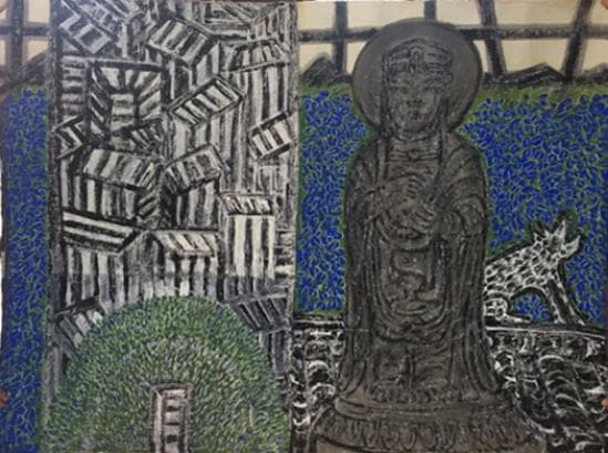 무제_1994 Oil pastel and Ink stick on Jangji_168.5x162cm, 이영석