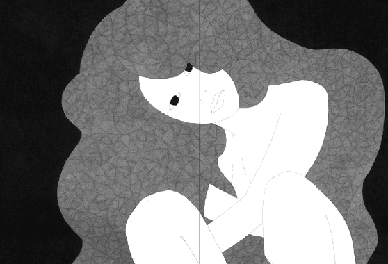 생각을먹고자라는머리카락여인, 연필, 종이, 76x51cm, 2011
