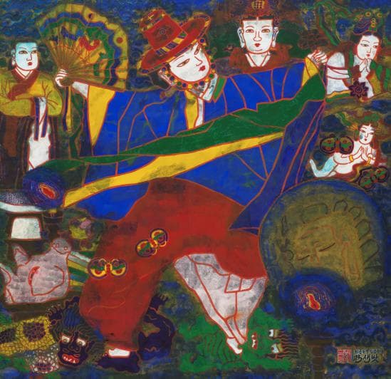 박생광, 무당12_1984 ink, color on paper_136 x 137cm