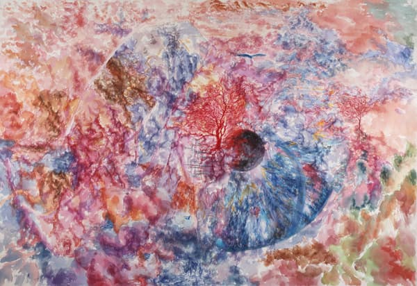 응시, 199x135cm, 한지채색, 2015