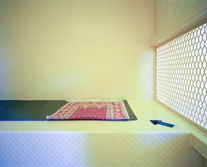ⓒDebi Cornwall, Gitmo at Home, Gitmo at Play series, Prayer Rug with Arrow to Mecca, Inkjet Print, 121.92x152.4cm, 2015