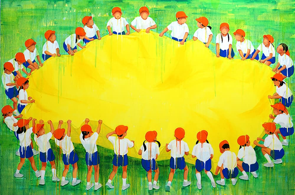 최세진, 낙하산 펼치기_193.9 X 130.3cm_oil on canvas_2018