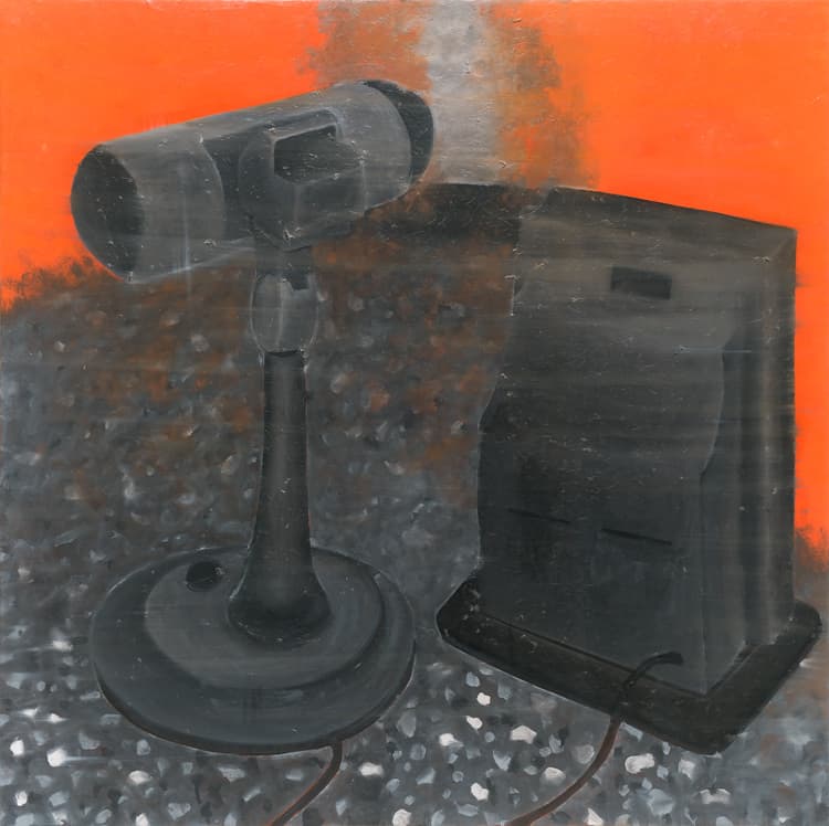 정덕현, 대화, 2017, 종이에 먹, 호분, 주묵, 겔 미디엄, 130x130cm
