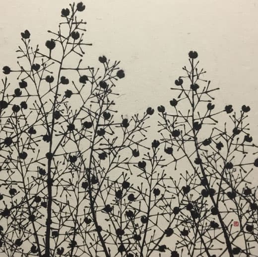 Arai Kei, 나무5 樹象０３ , Chinese ink on handmade paper , 30×30cm, 2017