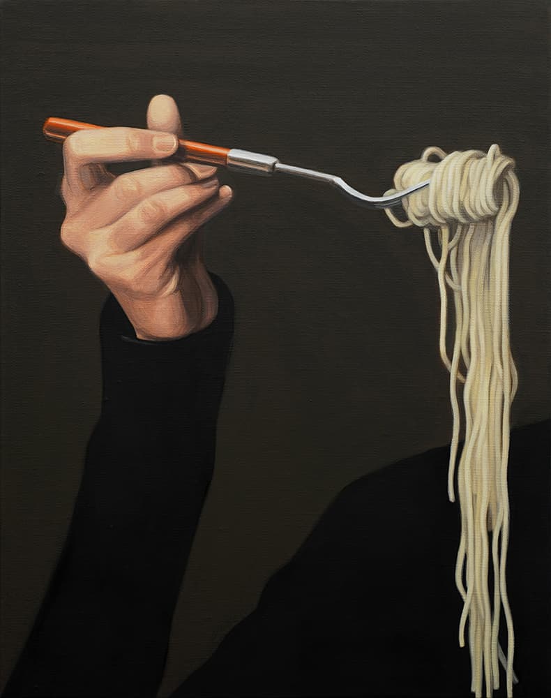 이수진_불편한 저녁식사, 2023, 40.9×31.8cm, oil on linen