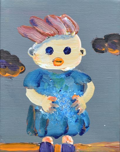 임춘희_고백(향나무앞) , gouache on paper , 34.6x23.8cm , 2014