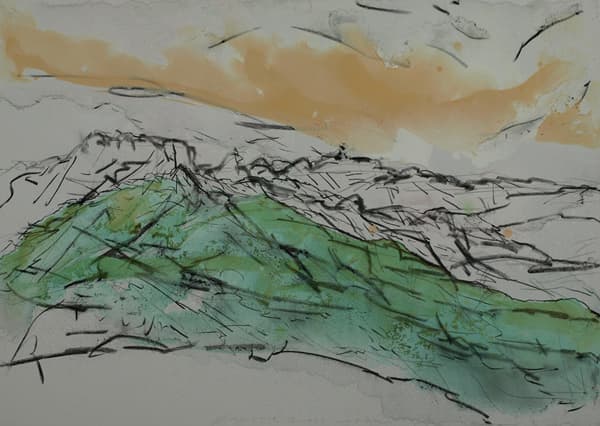 kimdaesin, Paysage 2016-shan , charcoal, acrylic on canvas, 91x 65cm, 2016