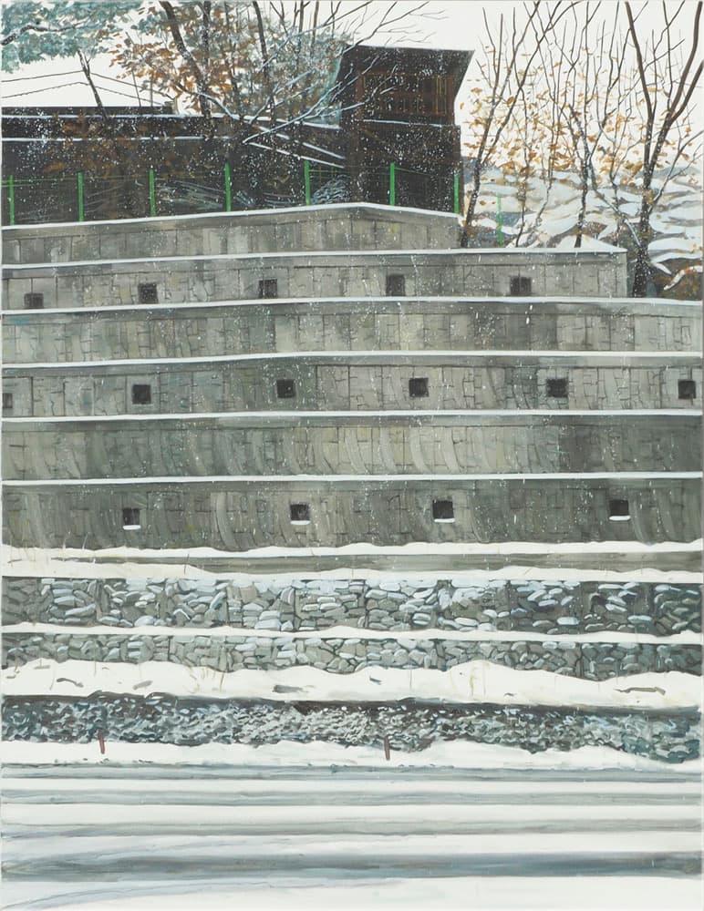 이현우, 눈 벽(snowy wall)), 145 x 112cm, oil on canvas, 2018