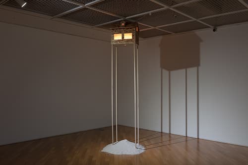 박지혜, home sweet home, 2019 OSB, 목봉, 물고기밥 타이머, LED조명, 소금 Variable dimensions