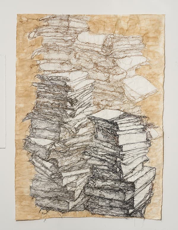 이주연, Accumulate, machine stitch on paper, 200x150cm, 2018