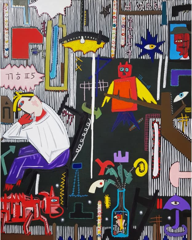 최울가, Black series [A message in the dark], 121.92x152.4cm, Oil on canvas, 2018