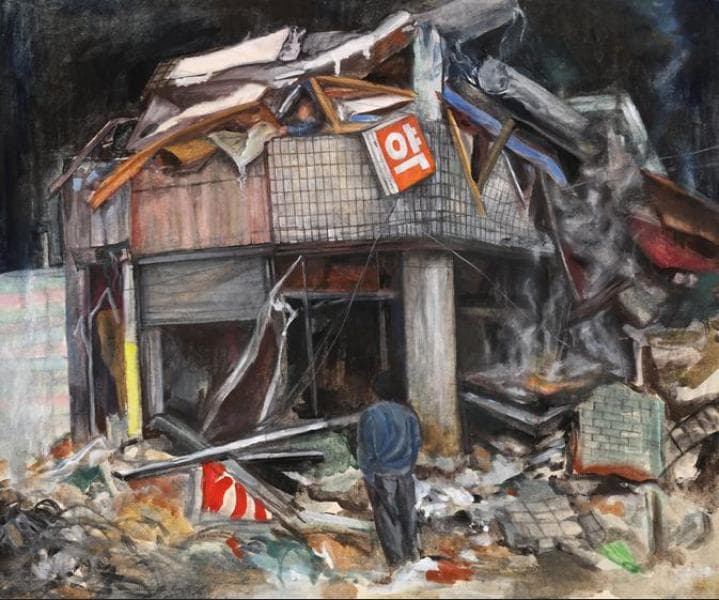 조원득, 요동치다, 60×71cm, color on korean paper, 2015