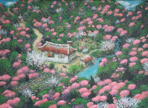 이광택, 산골 화실의 봄 , oil on canvas, 33.3x24.2cm , 2018