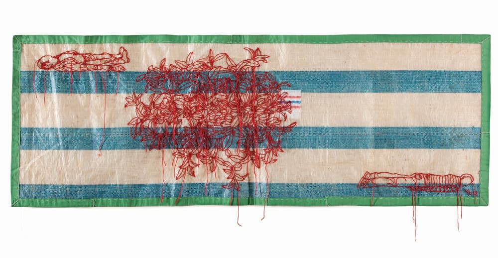 마C_무늬_방수포에 바느질_72×150cm×2_2013